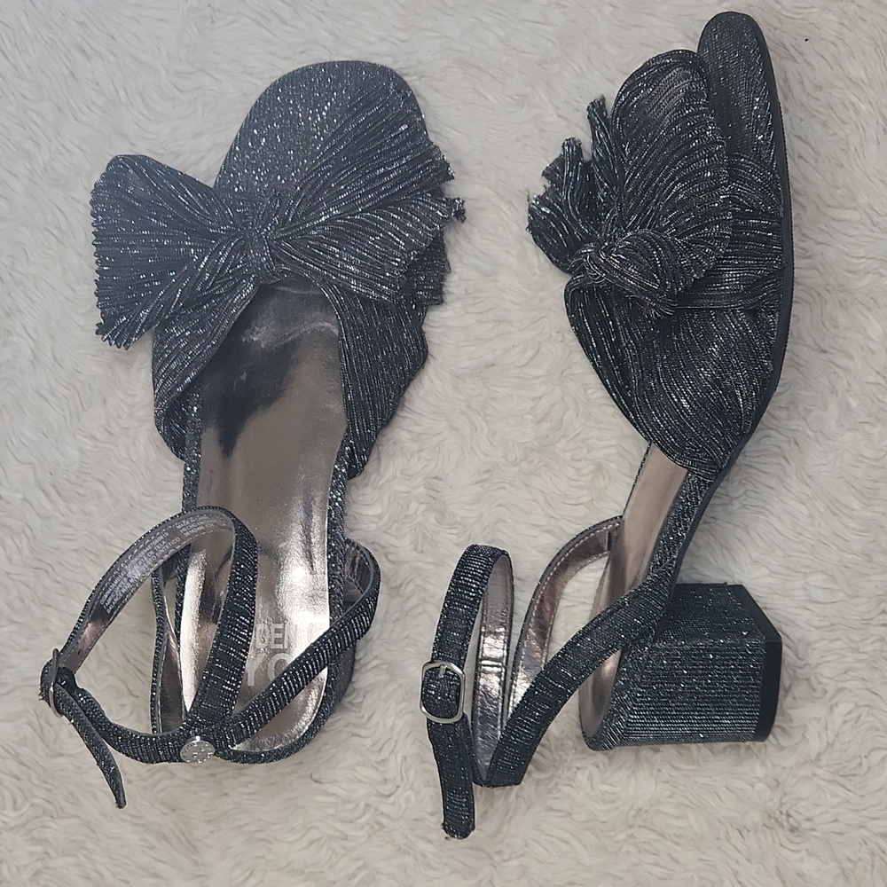 Girls Madden NYC Metallic Black Sparkle Heels Sz 4 - Picture 12 of 12